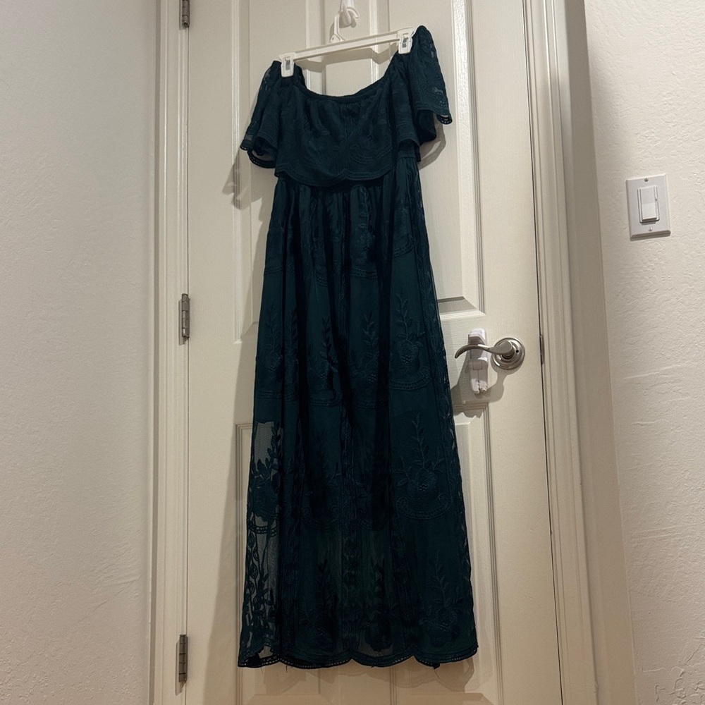 Dark Green Lace Maxi Dress